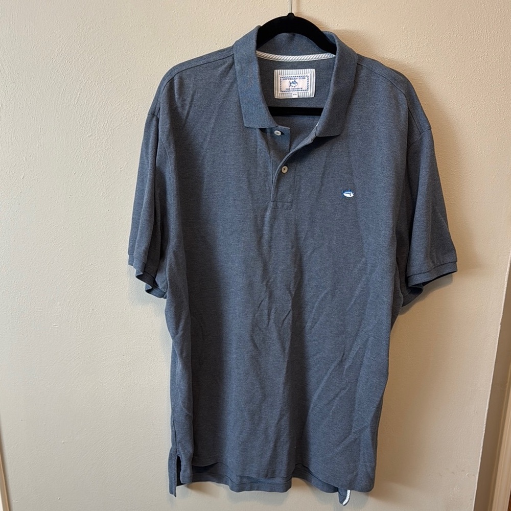 Men's Gray Blue Knit Polo Shirt